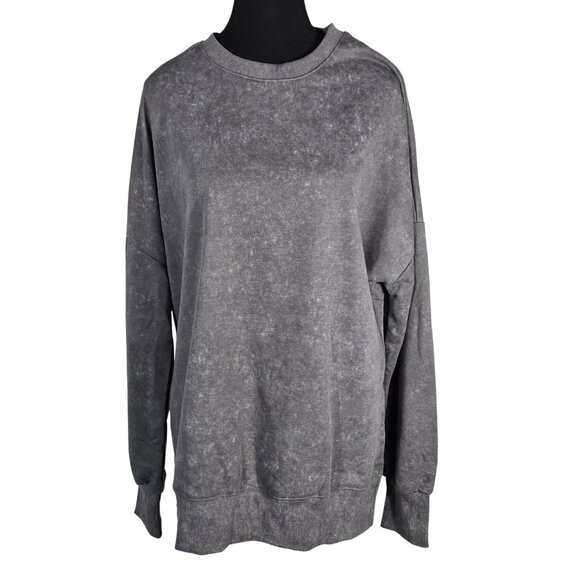 NWOT | Oversized Gray Acid Wash Wash Crewneck Sweatshirt Side Slits | Small - Picture 1 of 5